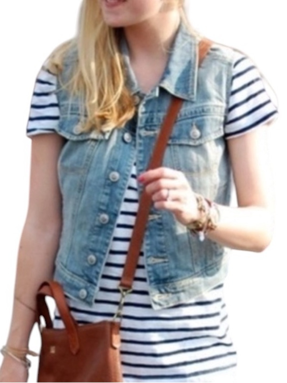LC LAUREN CONRAD DENIM MEDIUM WASH DISTRESSED VEST XS